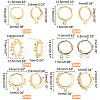   10Pcs 2 Style Brass Huggie Hoop Earring with 2Pcs Ring Stud Earring Findings KK-PH0002-84-4