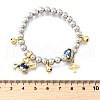 Brass Enamel Round Beads Charm Bracelets for Women BJEW-D317-11B-PG-5
