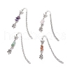 Natural Rose Quartz & Green Aventurine & Amethyst & Red Agate Chips & Alloy Clover Charms Bookmarks AJEW-JK00362-2