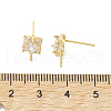 Rack Plating Brass Micro Pave Cubic Zirconia Studs Earrings Fiinding KK-K360-29G-3