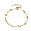 Brass Natural Red Aventurine Link Bracelets for Women BJEW-JB11683-04-2