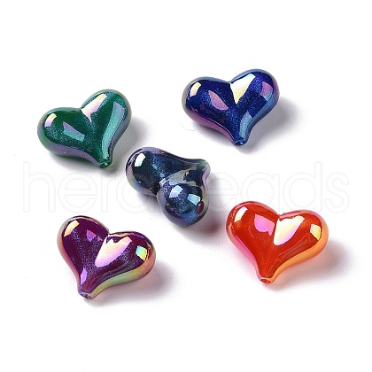 UV Plating Rainbow Iridescent Opaque Acrylic Beads OACR-E010-04-1