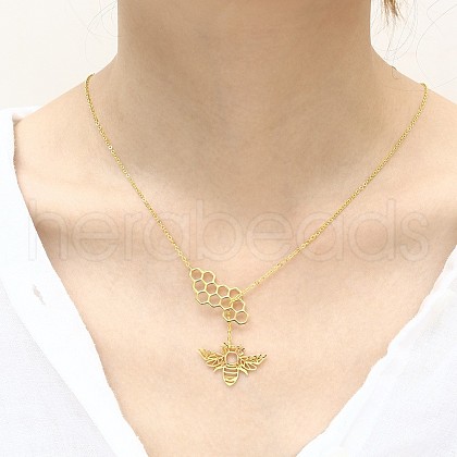 304 Stainless Steel Pendant Lariat Long Necklaces for Women FS-WG3DA04-05-1
