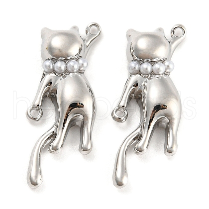 Alloy Connector Charms with ABS Plastic Imitation Pearl FIND-G062-08P-1