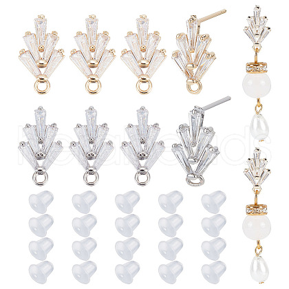 BENECREAT Brass Rhinestone Stud Earring Finding KK-BC0010-67-1
