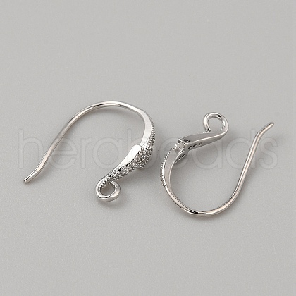 Brass Micro Pave Clear Cubic Zirconia Earring Hooks KK-WH0038-44P-1