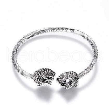 316 Surgical Stainless Steel Cuff Bangles BJEW-D437-A33-1