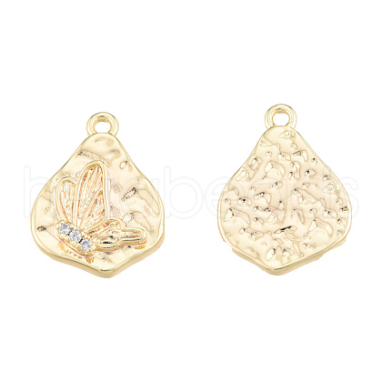 Brass Micro Pave Clear Cubic Zirconia Charms KK-N231-408-1