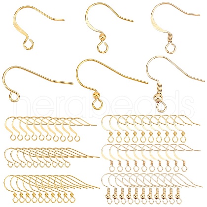 SUNNYCLUE 120Pcs 6 Style Brass French Hooks with Coil and Ball KK-SC0003-63-1