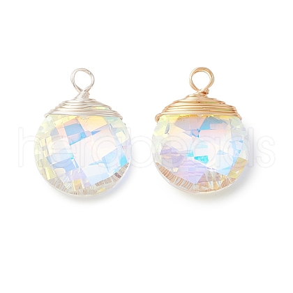 2Pcs Glass Pendants PALLOY-JF03763-1