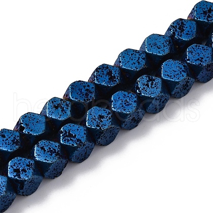 Electroplated Natural Lava Rock Beads Strands G-A256-C01-01F-1