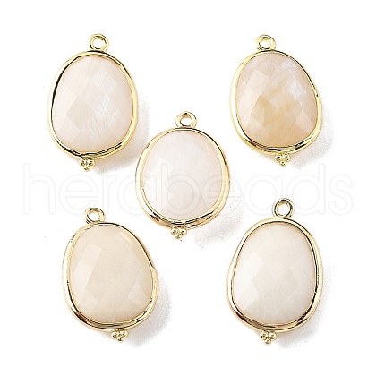 Natural Moonstone Faceted Oval Connector Charms G-H323-02G-10-1