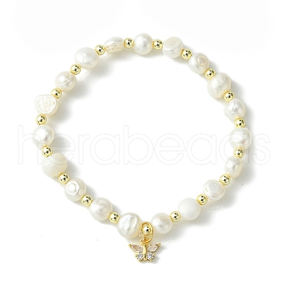 Natural Pearl Beaded Stretch Bracelets BJEW-JB10134-1