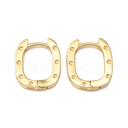 Brass Oval with Polka Dot Hoop Earrings for Woman EJEW-F314-02A-G-1