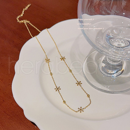 Snowflake Stainless Steel Link Chain Necklaces for Women FS-WGDC653-05-1