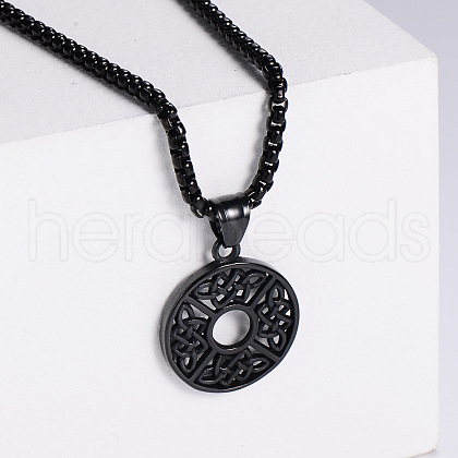 Retro Punk Hip-hop Unisex Dara Knot Stainless Steel Pendant Necklaces YI5883-3-1