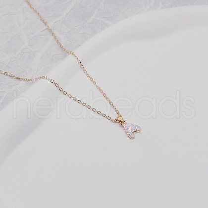 Alloy White Enamel Initial Pendant Necklaces WG51722-01-1