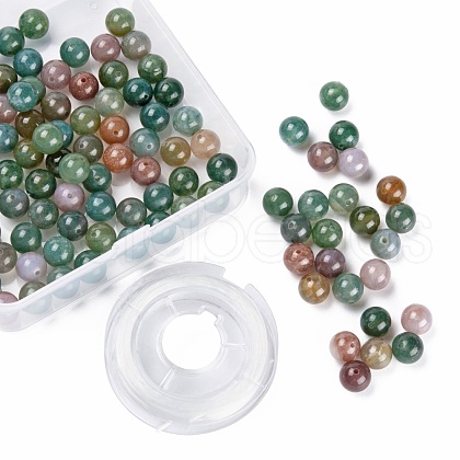 100Pcs 8mm Natural Indian Agate Beads DIY-LS0002-22-1