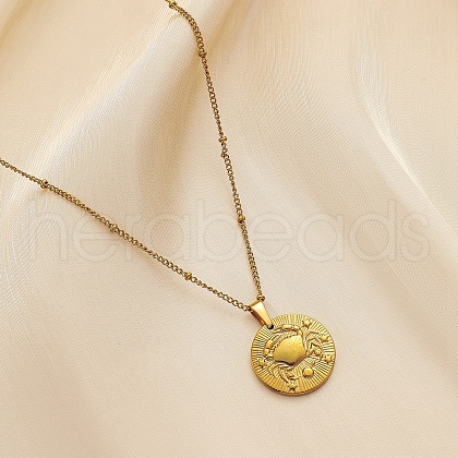 Constellation Coin Stainless Steel Pendant Necklace for Women PW-WG95399-08-1