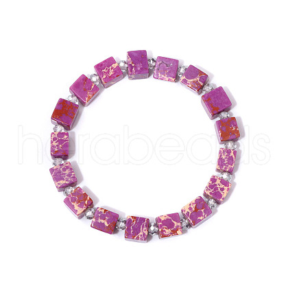 Square Synthetic Imperial Jasper Beaded Bracelets for Women Men DR6998-3-1