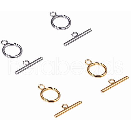 304 Stainless Steel Ring Toggle Clasps STAS-PH0018-83-1