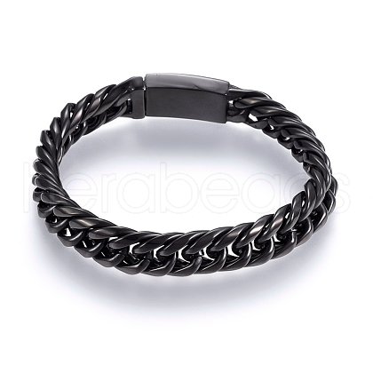 304 Stainless Steel Curb Chains Bracelets BJEW-E346-12B-1