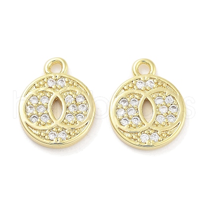 Brass Micro Pave Clear Cubic Zirconia Pendants ZIRC-P120-08G-1