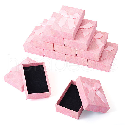 Rectangle Paper Jewelry Set Storage Gift Boxes with Bowknot CON-TAC0014-12E-1