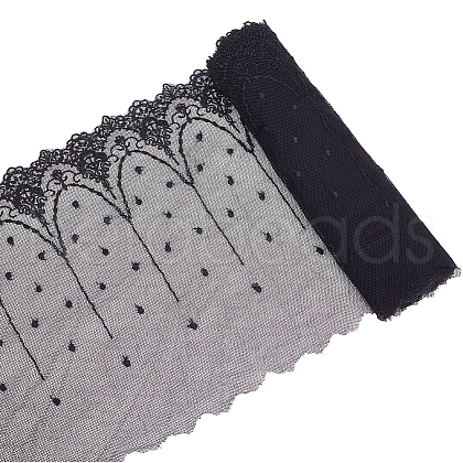 Flower Pattern Polyester Mesh Tulle Fabric DIY-WH0308-323A-1