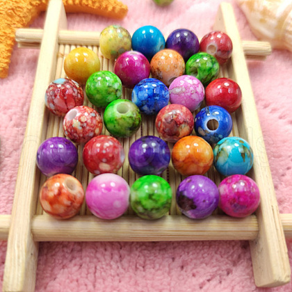 Spray Painted Acrylic Beads ACRP-N003-02-1