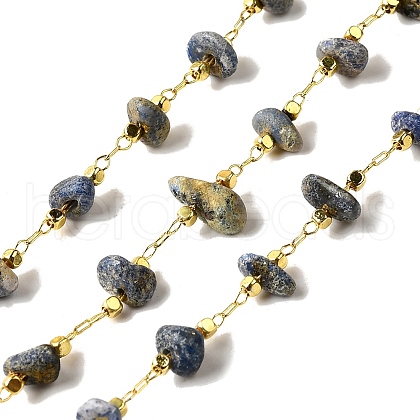 Handmade Natural Lapis Lazuli Chip Beaded Chains CHC-F020-10G-07-1