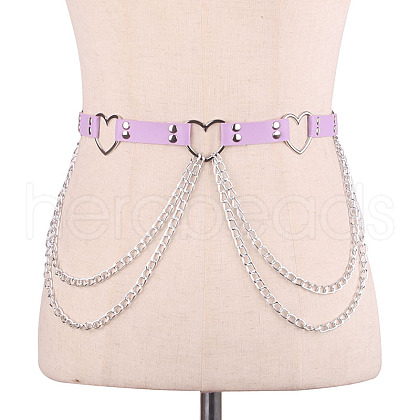 Heart Alloy Curb Chain with Imitation Leather Tassel Waist Chains FS-WGCEF59-05-1