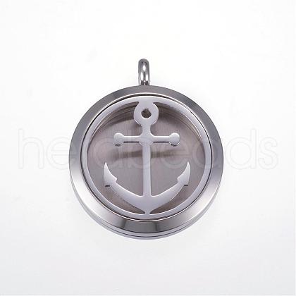 304 Stainless Steel Diffuser Locket Pendants STAS-N0010-10P-1