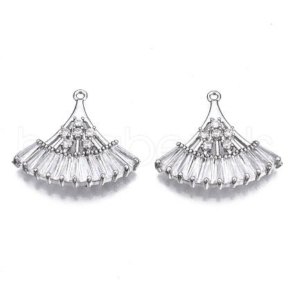Brass Micro Pave Clear Cubic Zirconia Pendants ZIRC-S069-005P-1