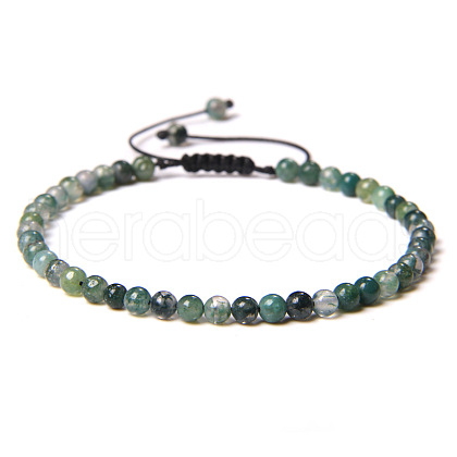 Adjustable Women's Moss Agate Beaded Bracelet CN3407-44-1
