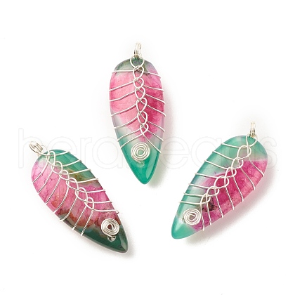Natural Brazilian Agate Pendants PALLOY-JF01524-03-1