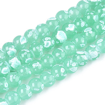 Baking Paint Glass Beads Strands DGLA-N015-4mm-07-1