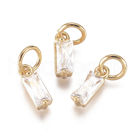 Brass Micro Pave Cubic Zirconia Charms ZIRC-F111-03G-06-1