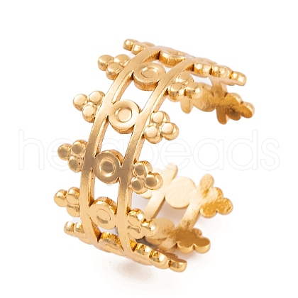 PVD Vacuum Plating 304 Stainless Steel Cuff Rings for Women RJEW-G316-15G-1