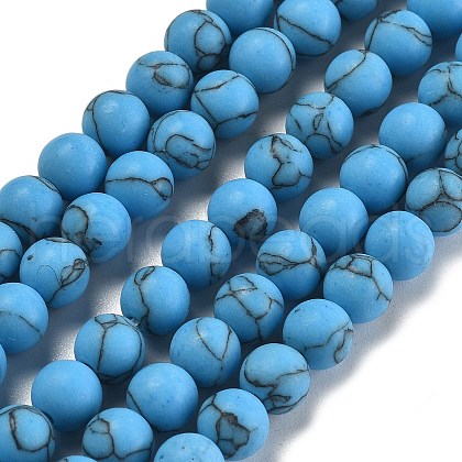 Synthetic Turquoise Beads Strands G-P387-01-6mm-01-1