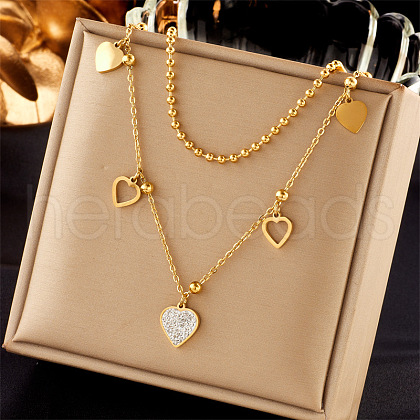 304 Stainless Steel Cubic Zirconia Pendant Necklaces FS-WG8DFC4-04-1
