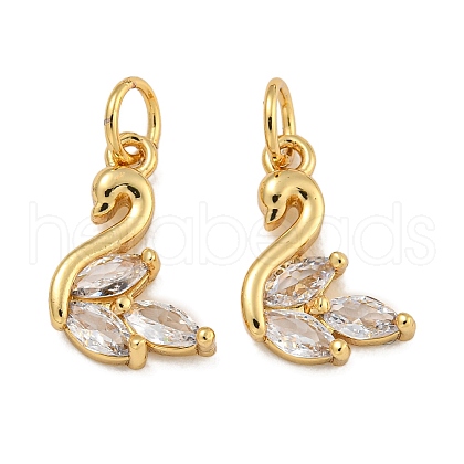 Rack Plating Brass Micro Pave Clear Cubic Zirconia Charms KK-U030-15G-1