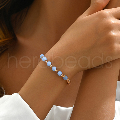 Vintage Ethnic Style Brass & Plastic Beaded Bracelets for Women's Daily Wear CM6785-3-1