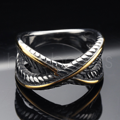 Criss Cross 304 Stainless Steel Finger Rings FS-WG1CD1D-07-1