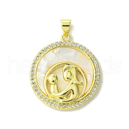 Mother's Day Real 18K Gold Plated Brass Micro Pave Clear Cubic Zirconia Pendants KK-H472-13G-11-1