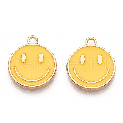 Light Gold Tone Alloy Enamel Pendants ENAM-N056-197E-1