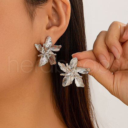 Flower Alloy Stud Earrings FS-WG95854-06-1