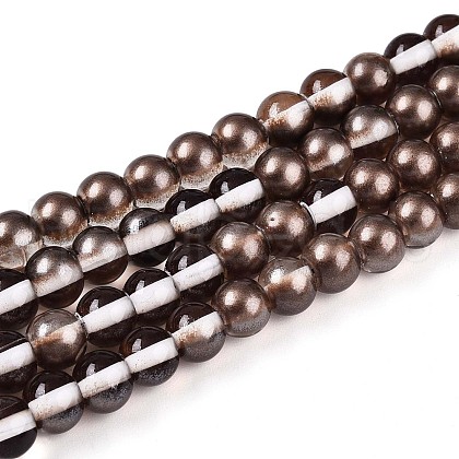 Baking Painted Transparent Glass Beads Strands DGLA-N011-6mm-09-1