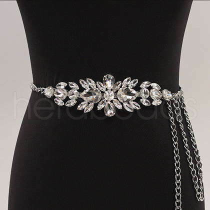 Flower Alloy Crystal Rhinestone Waist Belly Chains for Women FS-WGA1C1B-02-1
