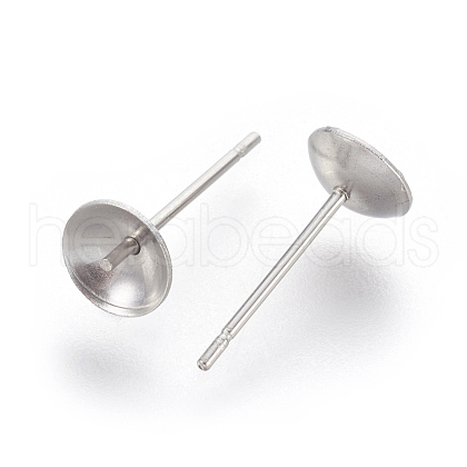Non-Tarnish Stainless Steel Stud Earring Findings STAS-F186-02P-6mm-1